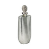 Metallic Bottle Tabletop Decor w Round Topper | 16" | Silver Aluminium