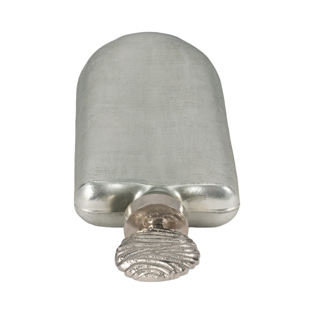 Metallic Bottle Tabletop Decor w Round Topper | 16" | Silver Aluminium