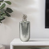 Metallic Bottle Tabletop Decor w Round Topper | 16" | Silver Aluminium