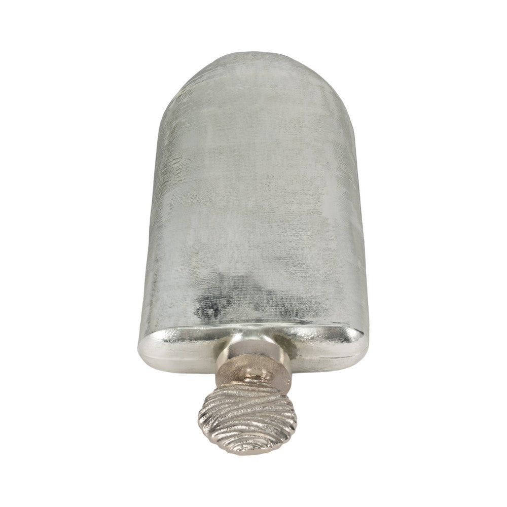 Decorative Bottle with Luxe Sphere Topper | 19" Metallic Silver Glass