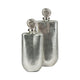 Decorative Bottle with Luxe Sphere Topper | 19" Metallic Silver Glass