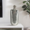 Decorative Bottle with Luxe Sphere Topper | 19" Metallic Silver Glass