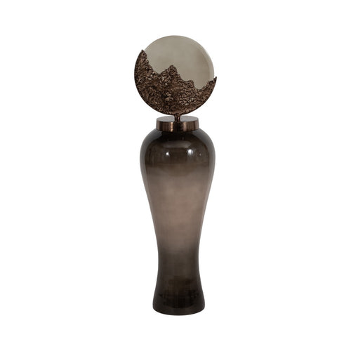 Harti Floor Vase | Tapered Profile | Multitone Silver | 44" Glass-Aluminum