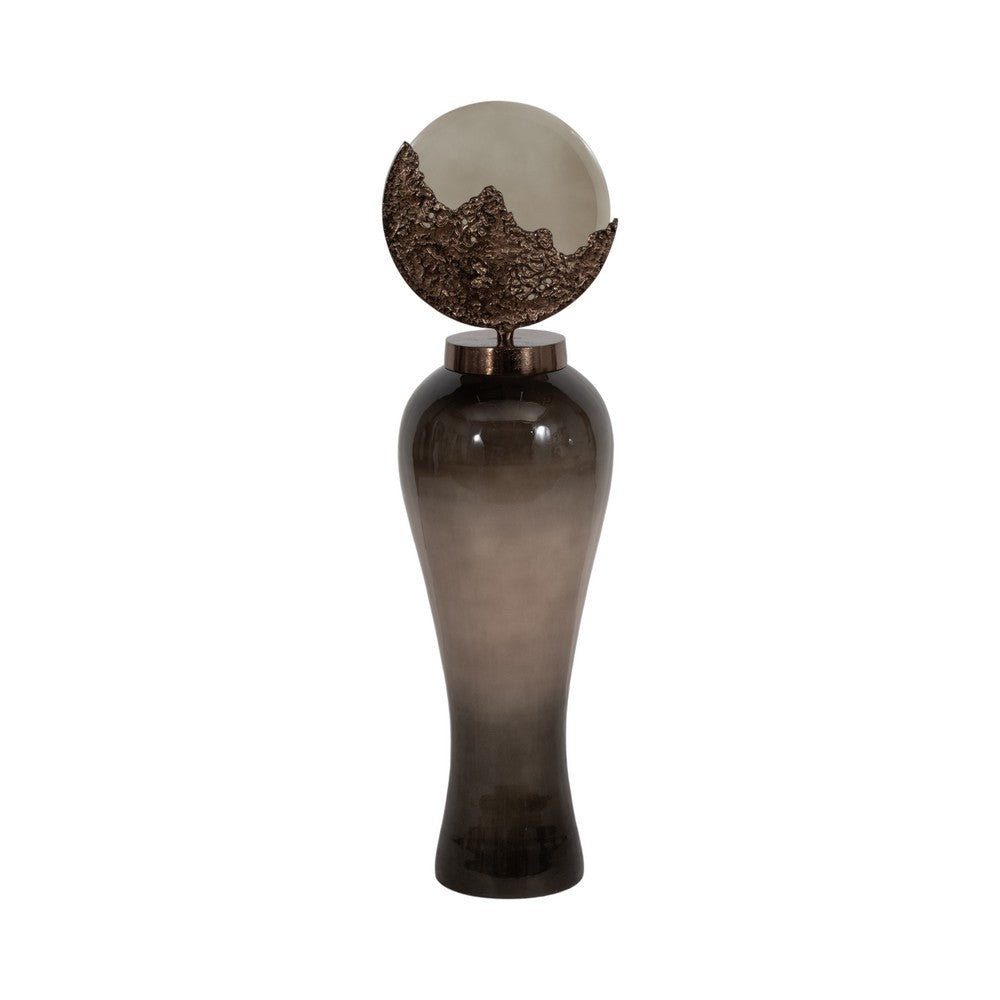 Harti Floor Vase | Tapered Profile | Multitone Silver | 44" Glass-Aluminum