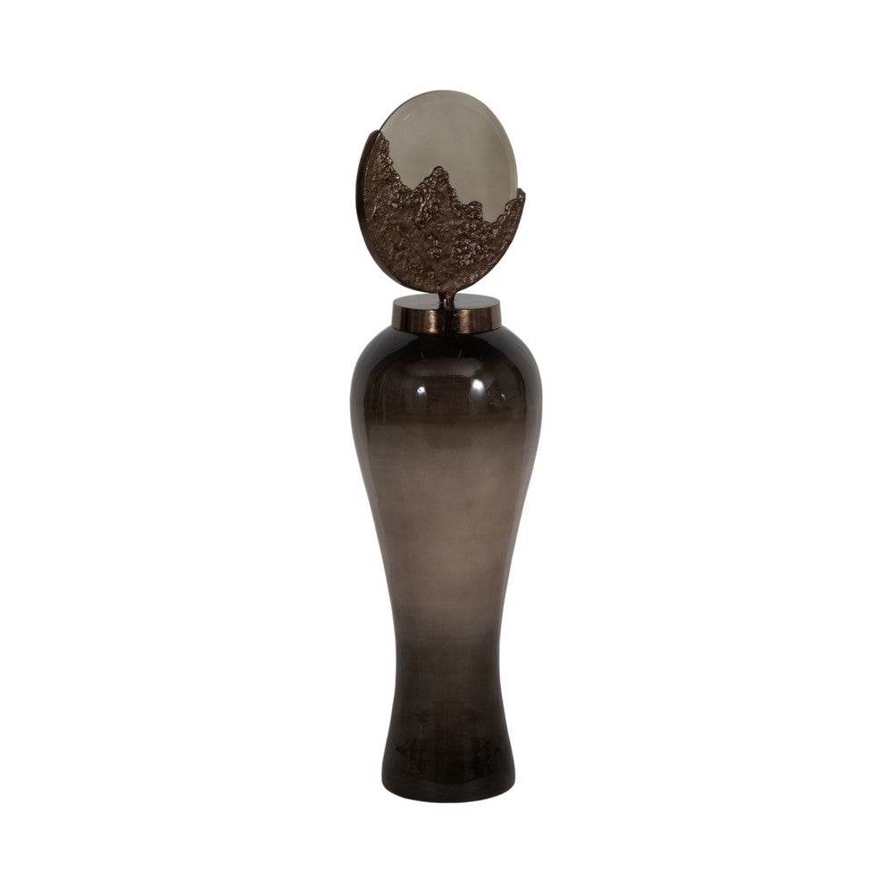 Harti Floor Vase | Tapered Profile | Multitone Silver | 44" Glass-Aluminum