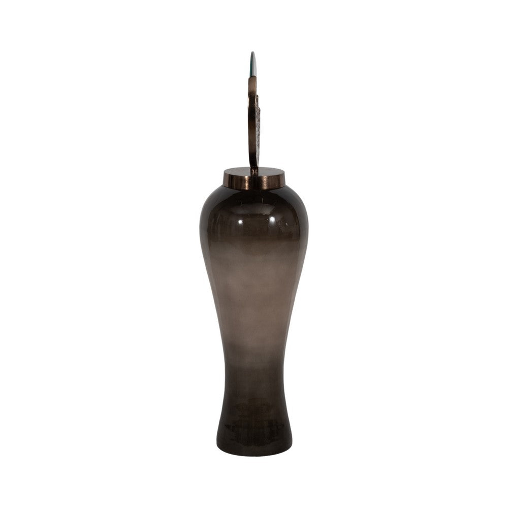 Harti Floor Vase | Tapered Profile | Multitone Silver | 44" Glass-Aluminum