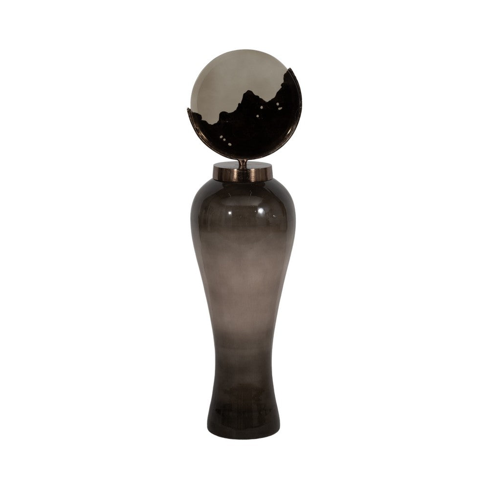 Harti Floor Vase | Tapered Profile | Multitone Silver | 44" Glass-Aluminum