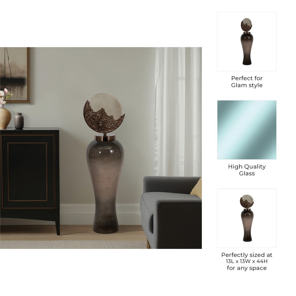 Harti Floor Vase | Tapered Profile | Multitone Silver | 44" Glass-Aluminum