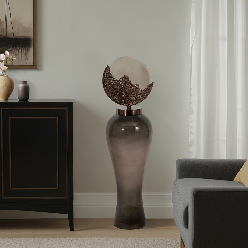 Harti Floor Vase | Tapered Profile | Multitone Silver | 44" Glass-Aluminum