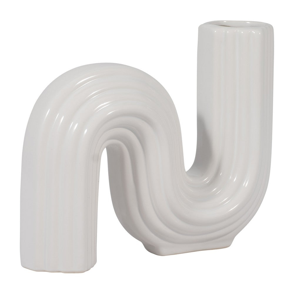 Sculptural Looped Flower Vase | 6" | White Ceramic S Shaped Design