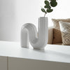 Sculptural Looped Flower Vase | 6" | White Ceramic S Shaped Design