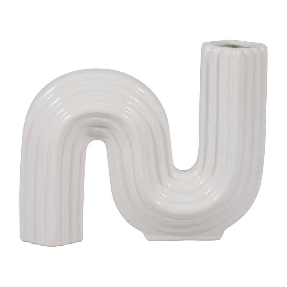 Sculptural Looped Flower Vase | 6" | White Ceramic S Shaped Design