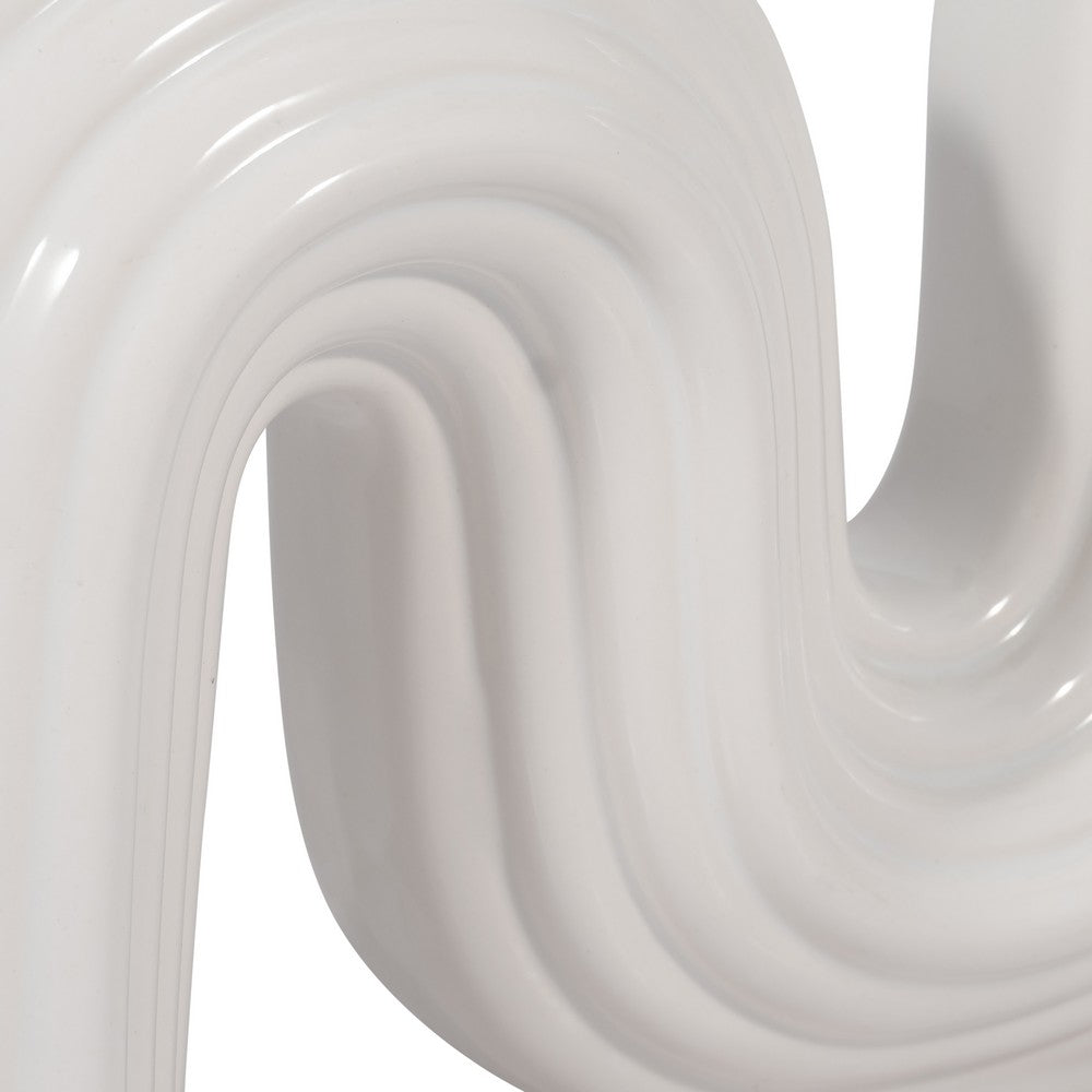 Sculptural Looped Flower Vase | 6" | White Ceramic S Shaped Design