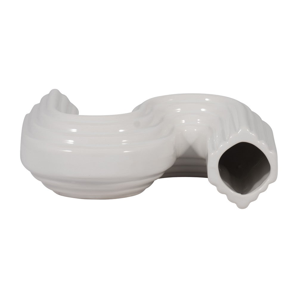 Sculptural Looped Flower Vase | 6" | White Ceramic S Shaped Design