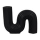 Inverted S Shaped Looped Decorative Vase | 7" Ribbed Black Ceramic