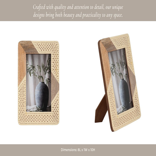 Photo Frame for 5x7 Portrait | Woven Design | Natural Brown & Ivory