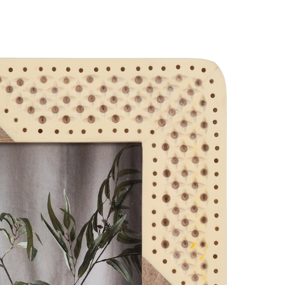 Photo Frame for 5x7 Portrait | Woven Design | Natural Brown & Ivory