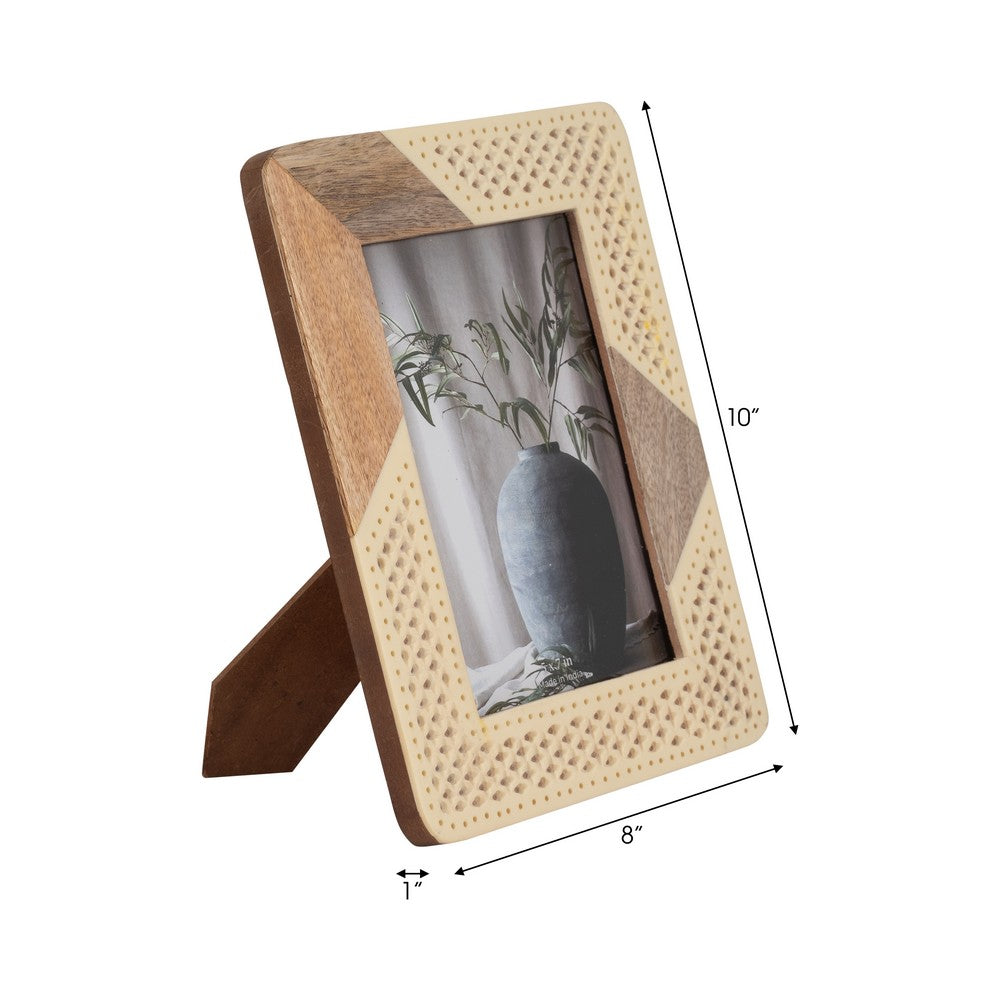 Photo Frame for 5x7 Portrait | Woven Design | Natural Brown & Ivory