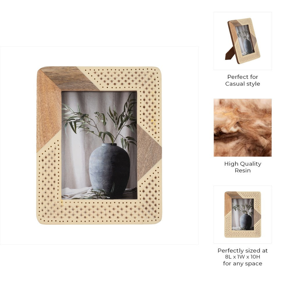 Photo Frame for 5x7 Portrait | Woven Design | Natural Brown & Ivory