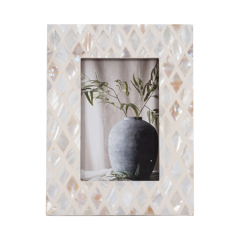 Quon 4x6 Photo Frame with Bright Diamond Capiz Shell Inlay | Ivory 9"