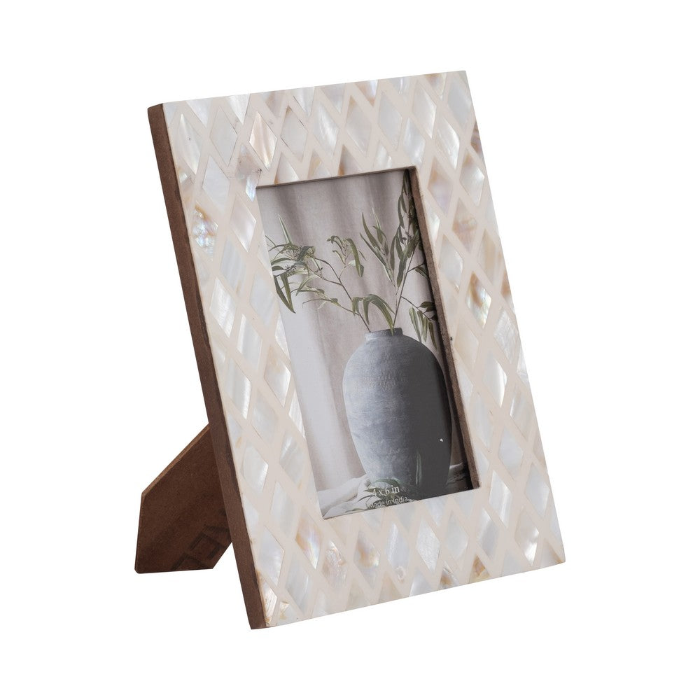 Quon 4x6 Photo Frame with Bright Diamond Capiz Shell Inlay | Ivory 9"