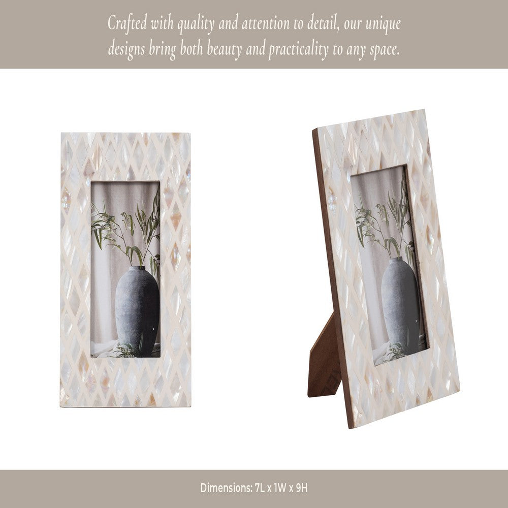 Quon 4x6 Photo Frame with Bright Diamond Capiz Shell Inlay | Ivory 9"