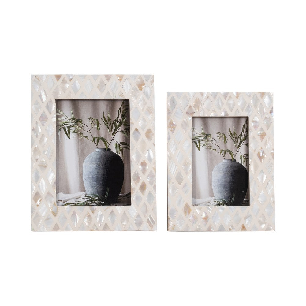Quon 4x6 Photo Frame with Bright Diamond Capiz Shell Inlay | Ivory 9"