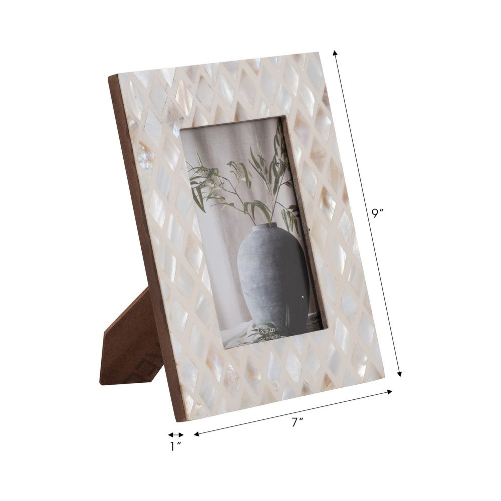 Quon 4x6 Photo Frame with Bright Diamond Capiz Shell Inlay | Ivory 9"