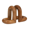 Minimalist Wood Bookend Set of 2 | Natural Brown Mango Wood Loops