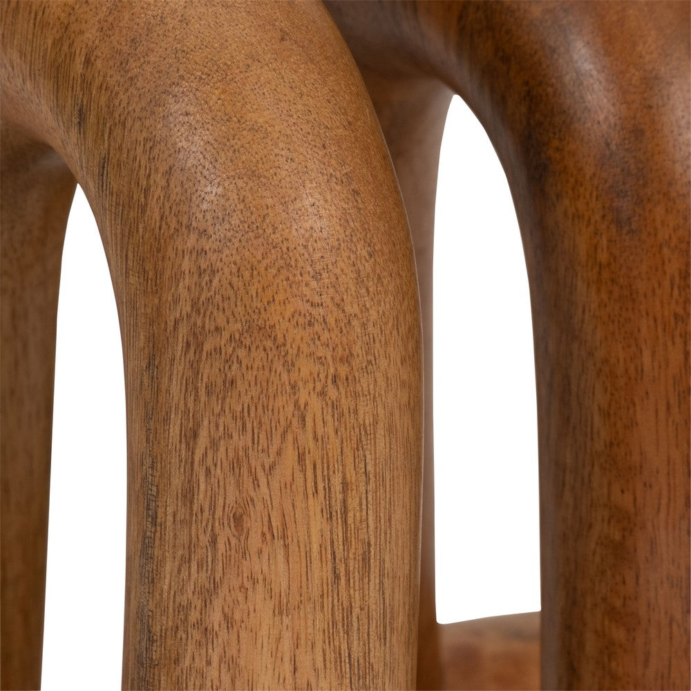 Minimalist Wood Bookend Set of 2 | Natural Brown Mango Wood Loops