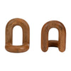 Minimalist Wood Bookend Set of 2 | Natural Brown Mango Wood Loops