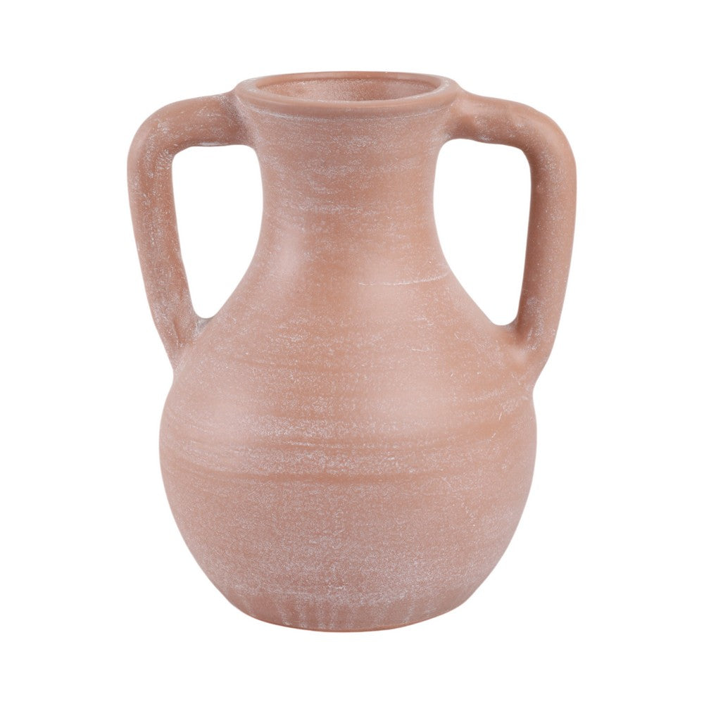 Antique Style Jug Vase with 2 Handles | Amphora Style | 11" Rustic Brown