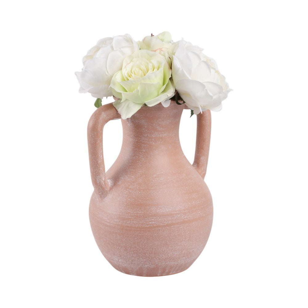 Antique Style Jug Vase with 2 Handles | Amphora Style | 11" Rustic Brown