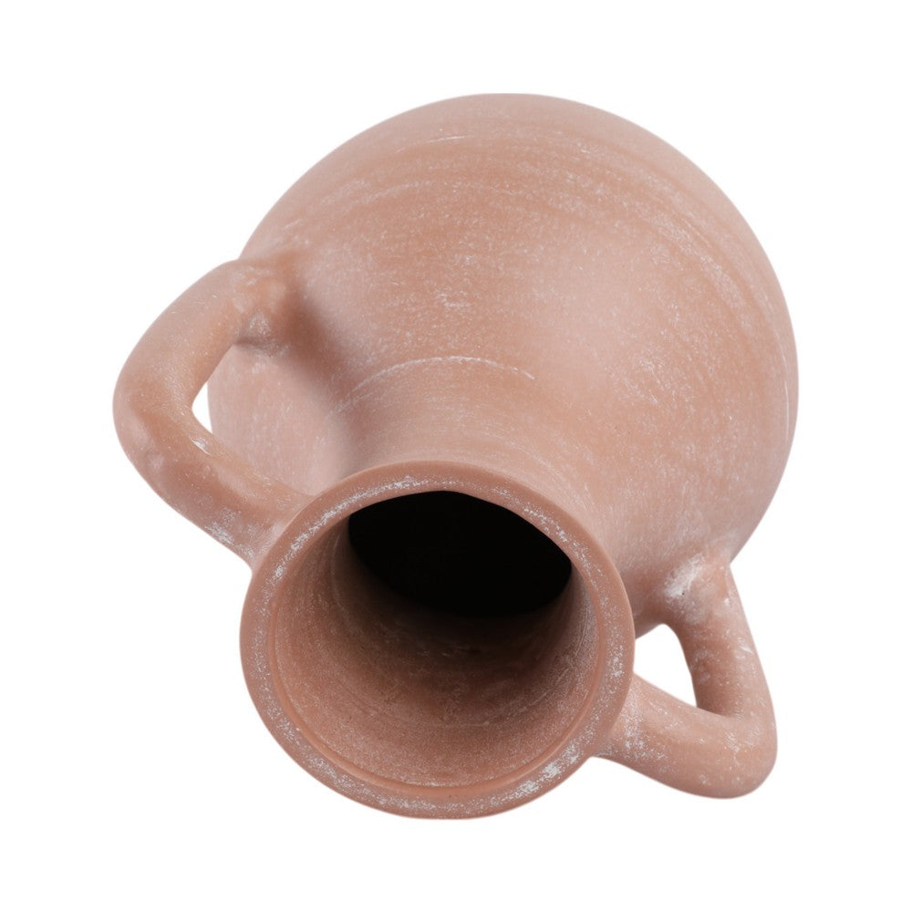 Antique Style Jug Vase with 2 Handles | Amphora Style | 11" Rustic Brown