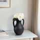 Antique Style Flower Vase w 2 Handles | 12" Black Terracotta