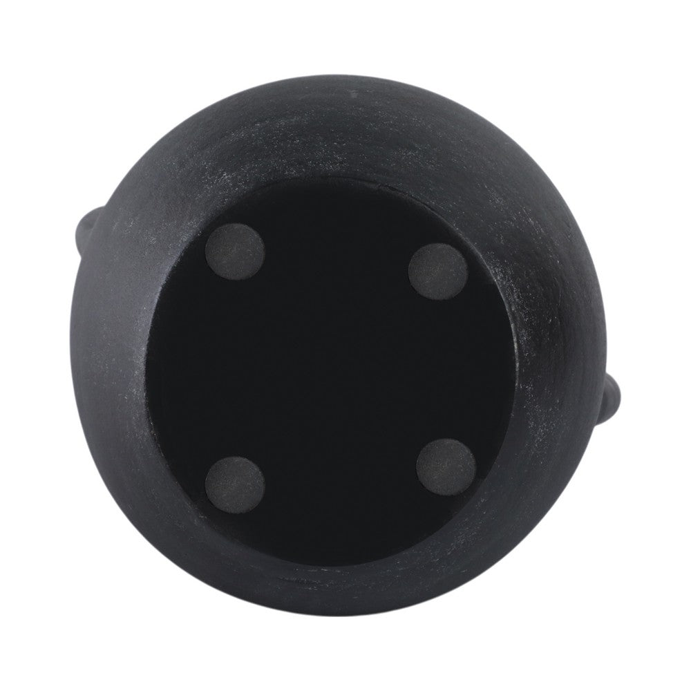 Antique Style Flower Vase w 2 Handles | 12" Black Terracotta