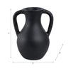 Antique Style Flower Vase w 2 Handles | 12" Black Terracotta