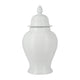 Ginger Jar with Lid | Ribbed Pattern | Classic Glossy White Ceramic | 12"