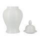 Ginger Jar with Lid | Ribbed Pattern | Classic Glossy White Ceramic | 12"