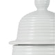 Ginger Jar with Lid | Ribbed Pattern | Classic Glossy White Ceramic | 12"