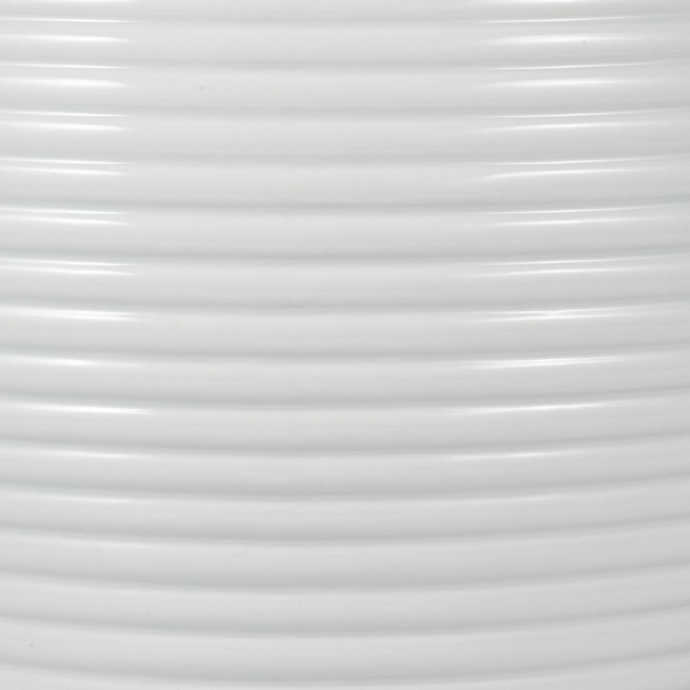 Ginger Jar with Lid | Ribbed Pattern | Classic Glossy White Ceramic | 12"
