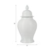Ginger Jar with Lid | Ribbed Pattern | Classic Glossy White Ceramic | 12"