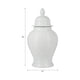 Ginger Jar with Lid | Ribbed Pattern | Classic Glossy White Ceramic | 12"