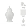 Ginger Jar with Lid | Ribbed Pattern | Classic Glossy White Ceramic | 12"