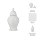 Ginger Jar with Lid | Ribbed Pattern | Classic Glossy White Ceramic | 12"