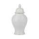 Temple Jar with Domed Lid & Finial | Ribbed Design | White Ceramic 18"