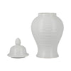 Temple Jar with Domed Lid & Finial | Ribbed Design | White Ceramic 18"