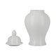 Temple Jar with Domed Lid & Finial | Ribbed Design | White Ceramic 18"