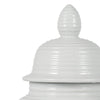 Temple Jar with Domed Lid & Finial | Ribbed Design | White Ceramic 18"