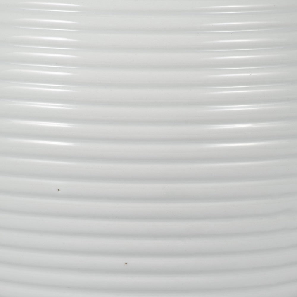 Temple Jar with Domed Lid & Finial | Ribbed Design | White Ceramic 18"